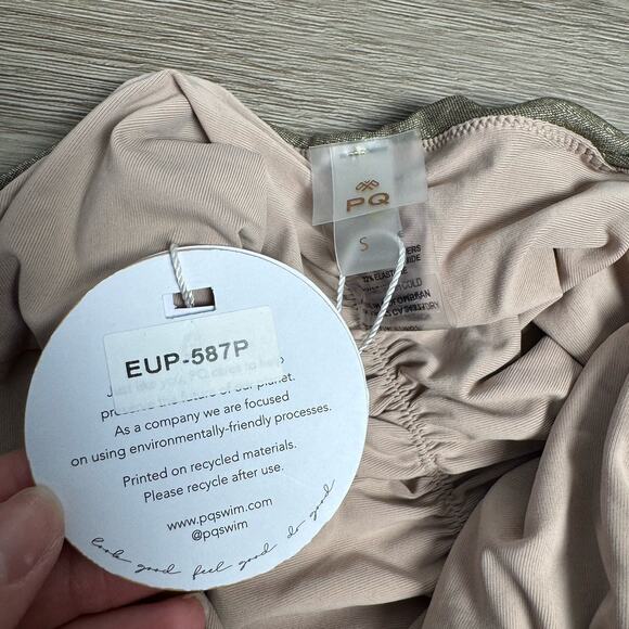 PQ Celine Metallic Halter One-Piece Swimsuit Size Small Halter Neck - Picture 5 of 6